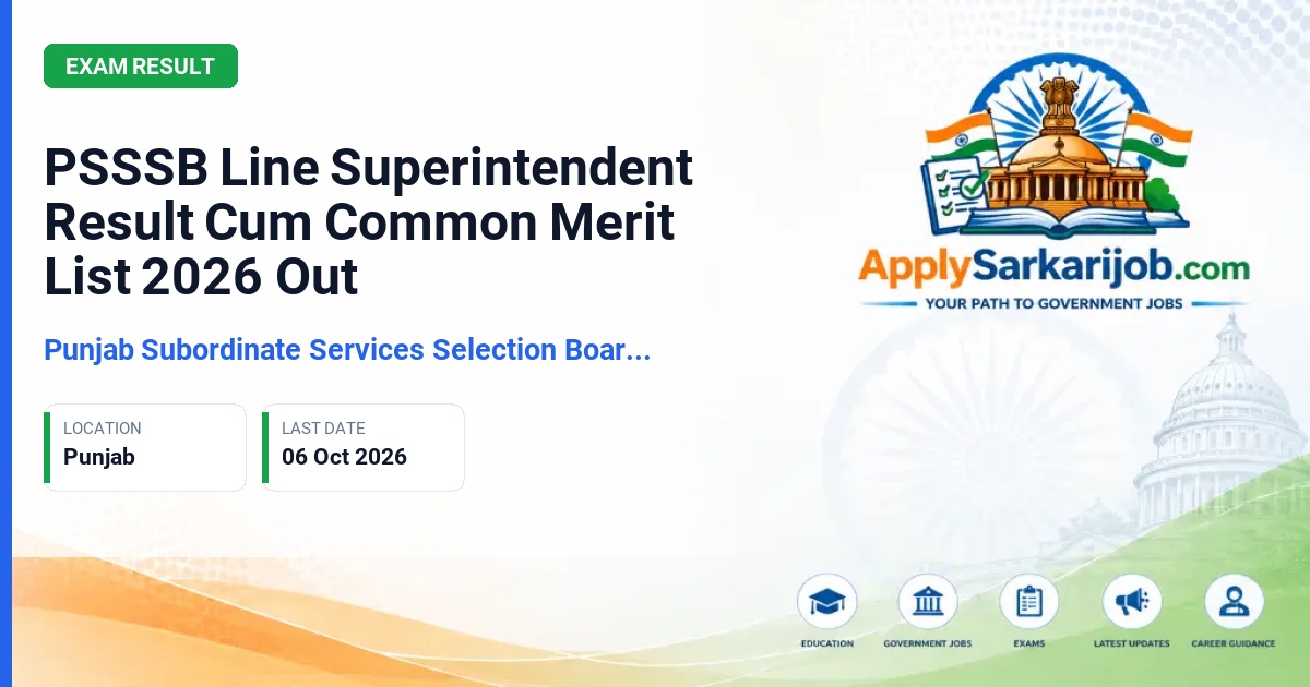 Punjab Subordinate Services Selection Board (PSSSB) - Line Superintendent Official Notification Poster & Schedule