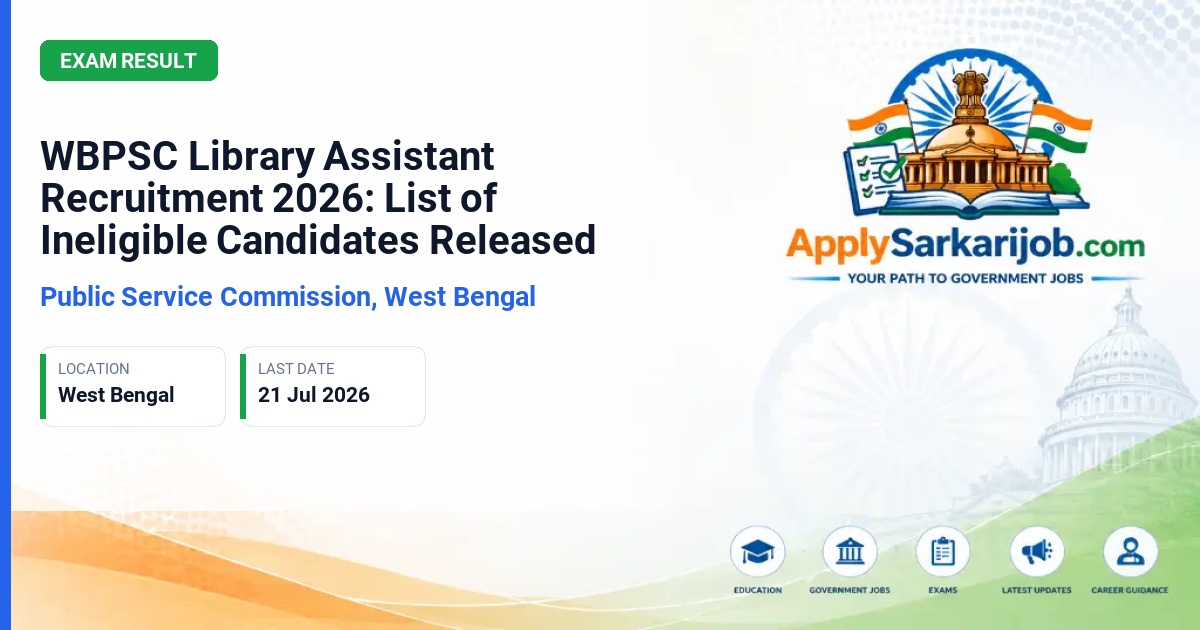 Public Service Commission, West Bengal - Library Assistant Official Notification Poster & Schedule
