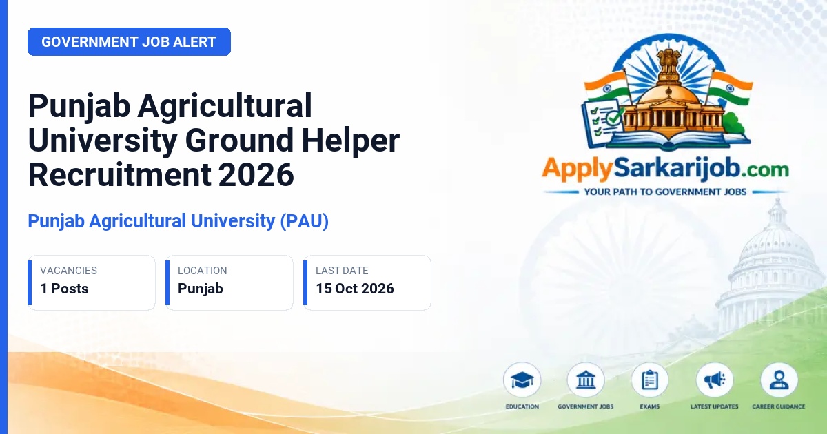 Punjab Agricultural University (PAU) - Ground Helper Official Notification Poster & Schedule