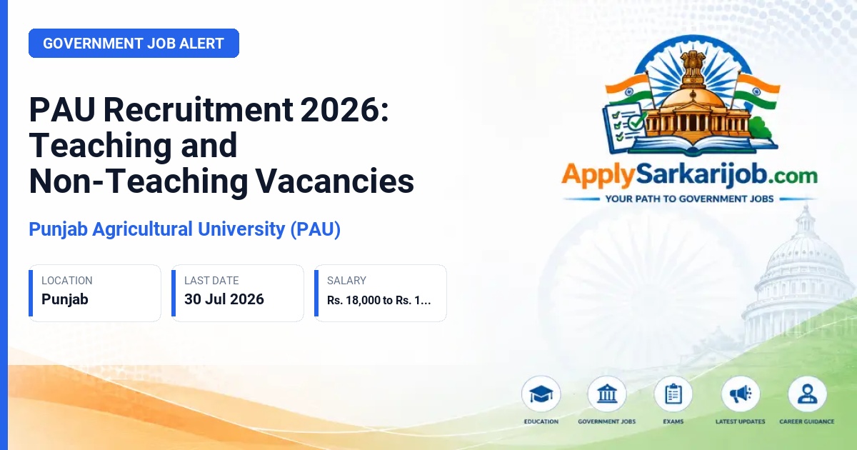 Punjab Agricultural University (PAU) - Teaching and Non-Teaching Staff Official Notification Poster & Schedule