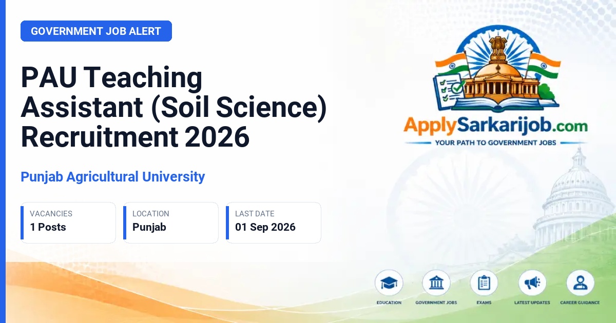 Punjab Agricultural University - Teaching Assistant (Soil Science) Official Notification Poster & Schedule