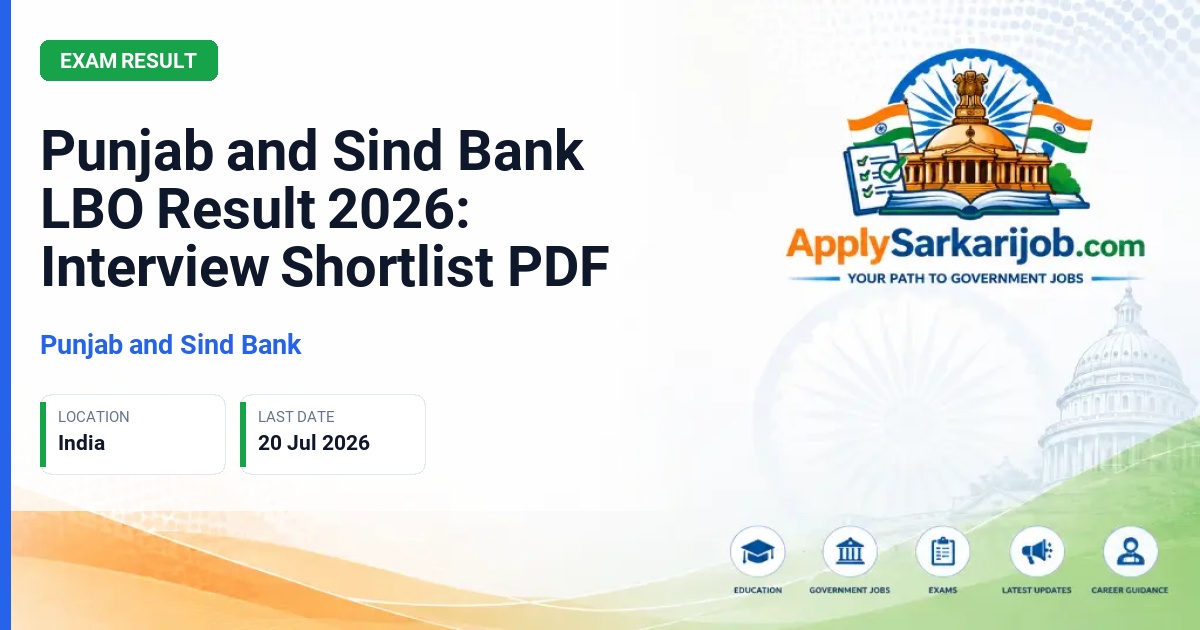 Punjab and Sind Bank - Local Bank Officer (LBO) Official Notification Poster & Schedule