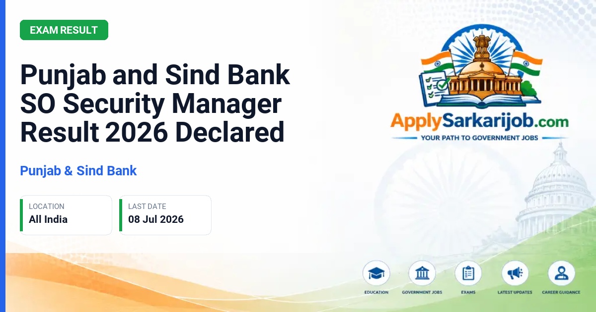 Punjab & Sind Bank - Security Manager (MMGS II) Official Notification Poster & Schedule