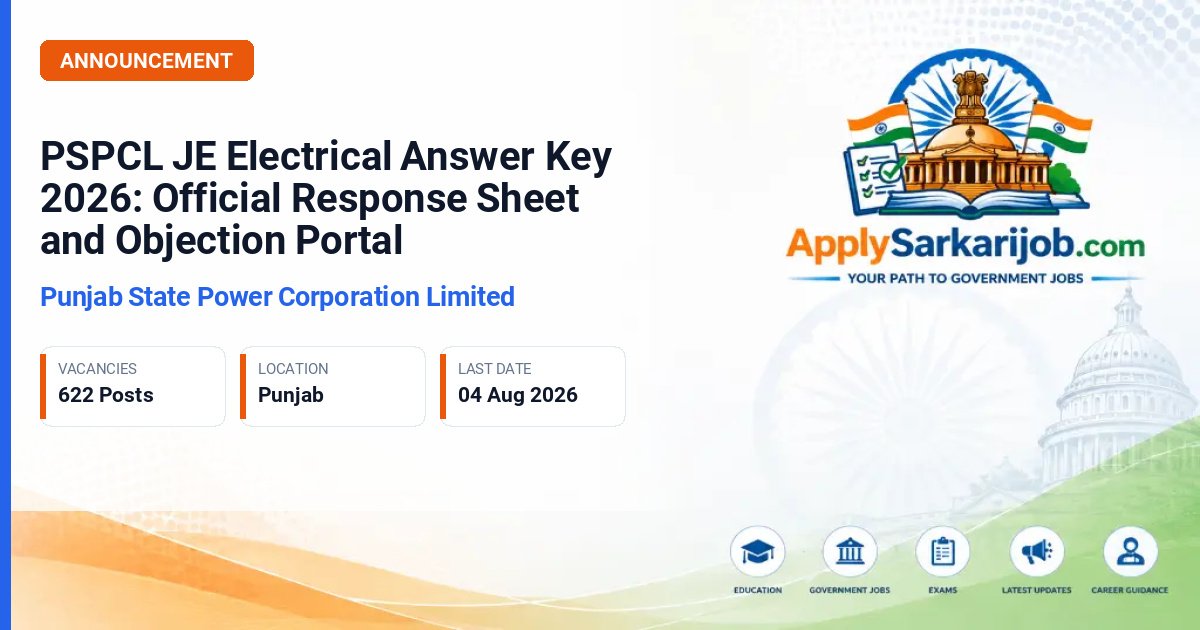 PSPCL JE Electrical Answer Key 2026 - Download Response Sheet