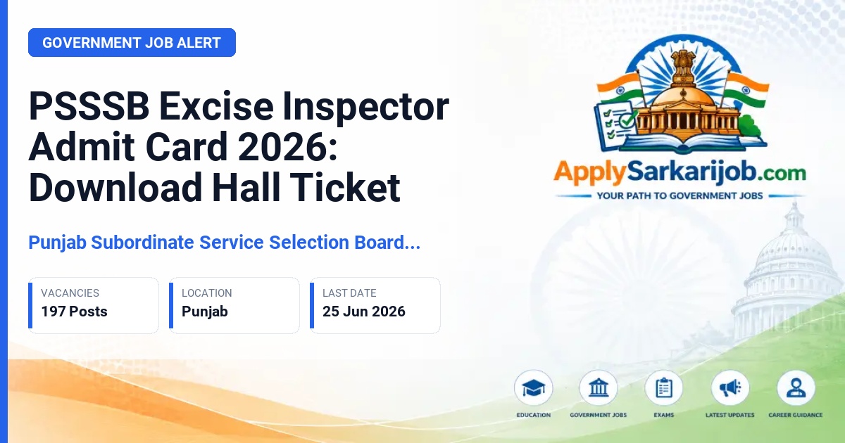 Punjab Subordinate Services Selection Board (PSSSB) - Excise and Taxation Inspector Official Notification Poster & Schedule