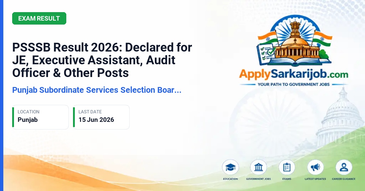 Punjab Subordinate Services Selection Board (PSSSB) - Various Posts Official Notification Poster & Schedule
