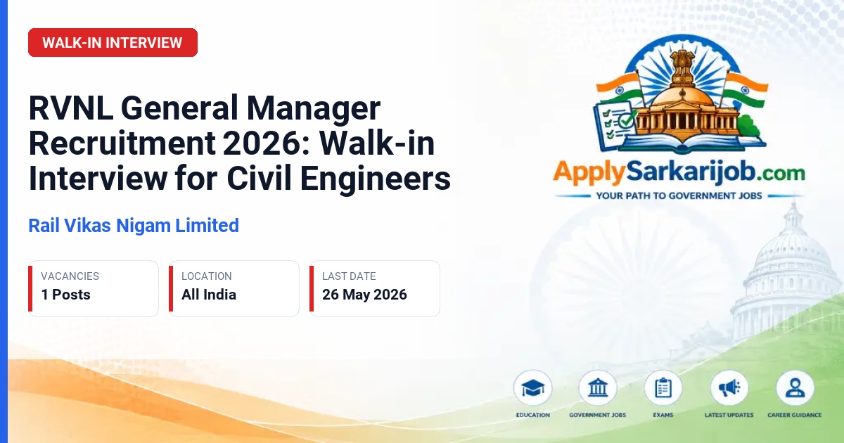 Rail Vikas Nigam Limited - General Manager Official Notification Poster & Schedule