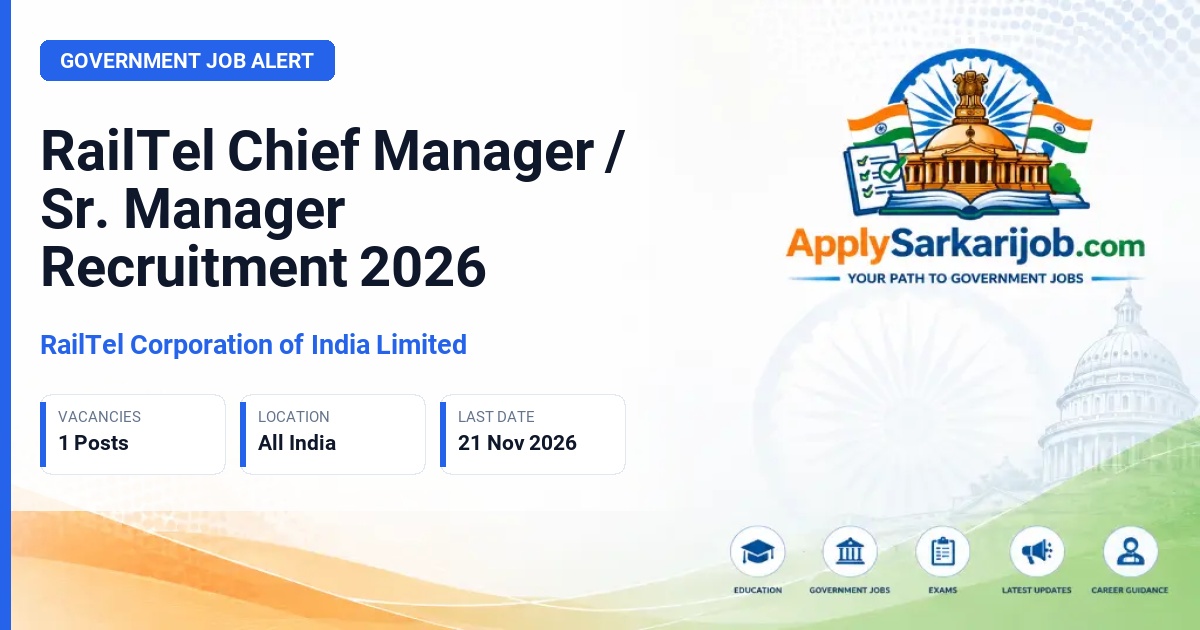 RailTel Corporation of India Limited - Chief Manager / Sr. Manager Official Notification Poster & Schedule