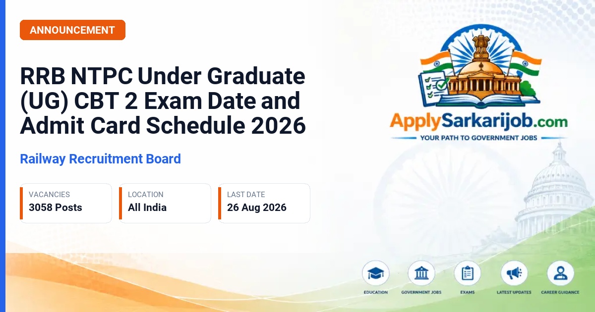 Railway Recruitment Board - NTPC Under Graduate Official Notification Poster & Schedule