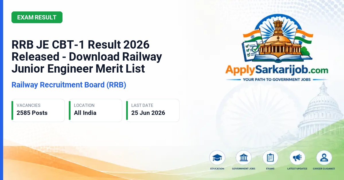 Railway Recruitment Board (RRB) - Junior Engineer (JE), DMS, CMA Official Notification Poster & Schedule
