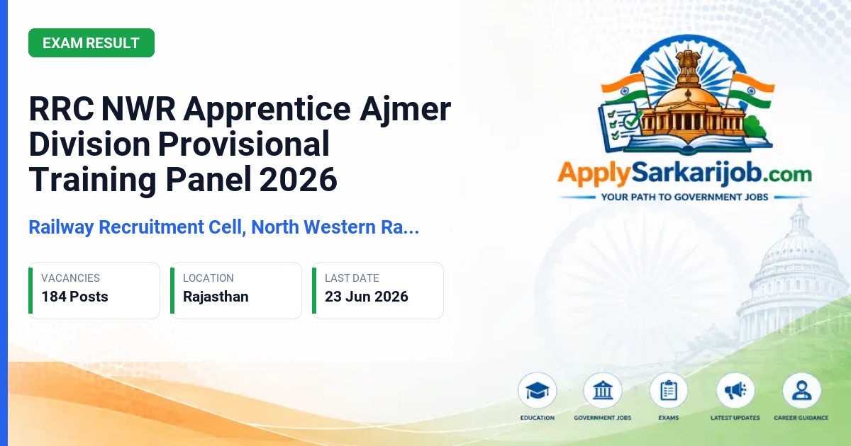 Railway Recruitment Cell, North Western Railway (RRC NWR) - Act Apprentice Official Notification Poster & Schedule