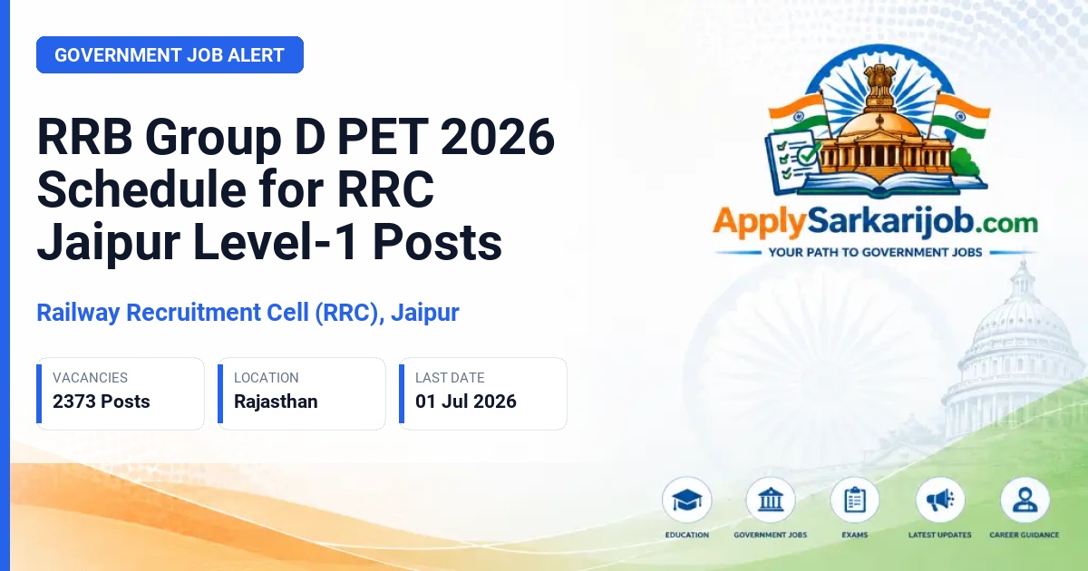 Railway Recruitment Cell (RRC), Jaipur - Level-1 (Group D) Official Notification Poster & Schedule