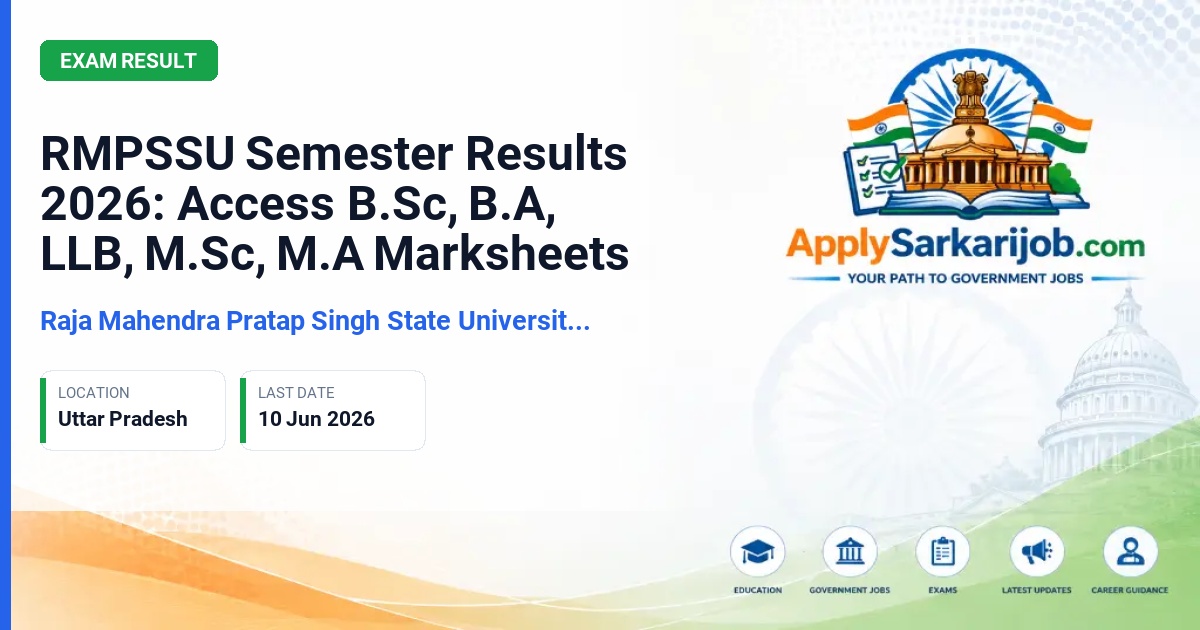 Raja Mahendra Pratap Singh State University (RMPSSU) - RMPSSU Semester Results 2026: Access B.Sc, B.A, LLB, M.Sc, M.A Marksheets Official Notification Poster & Schedule