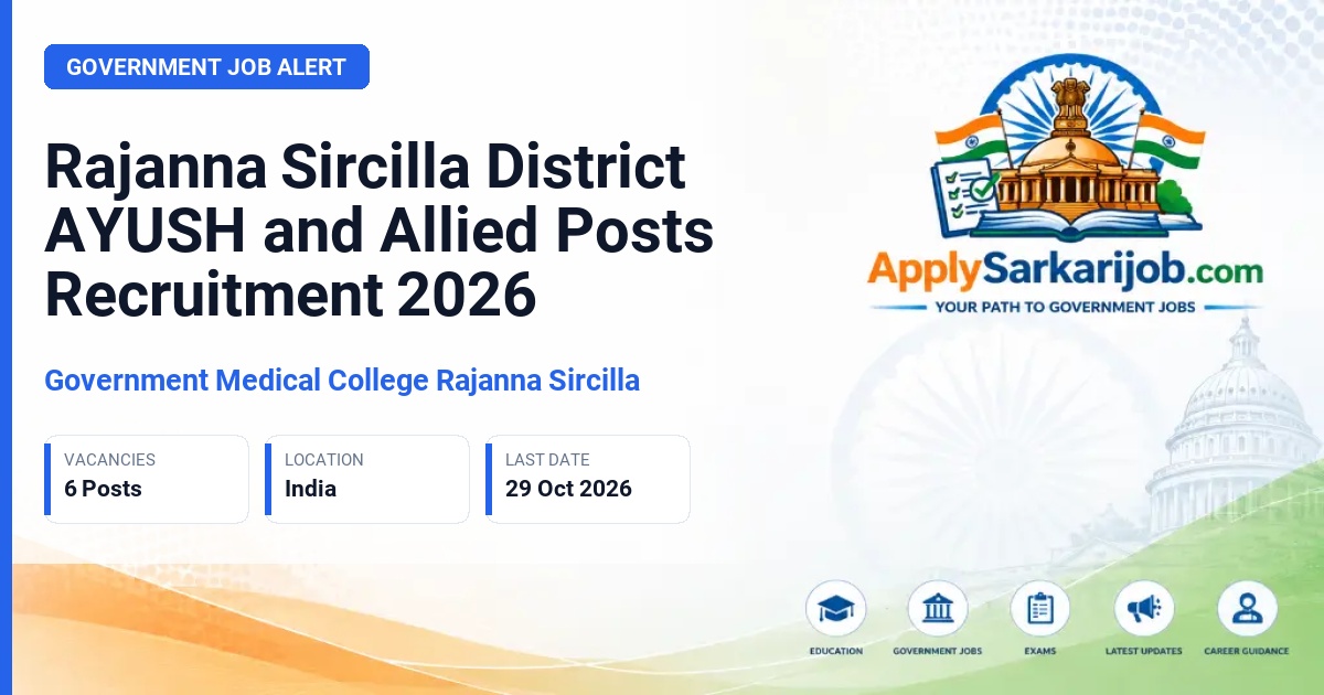 Government Medical College Rajanna Sircilla - AYUSH and Allied Posts Official Notification Poster & Schedule