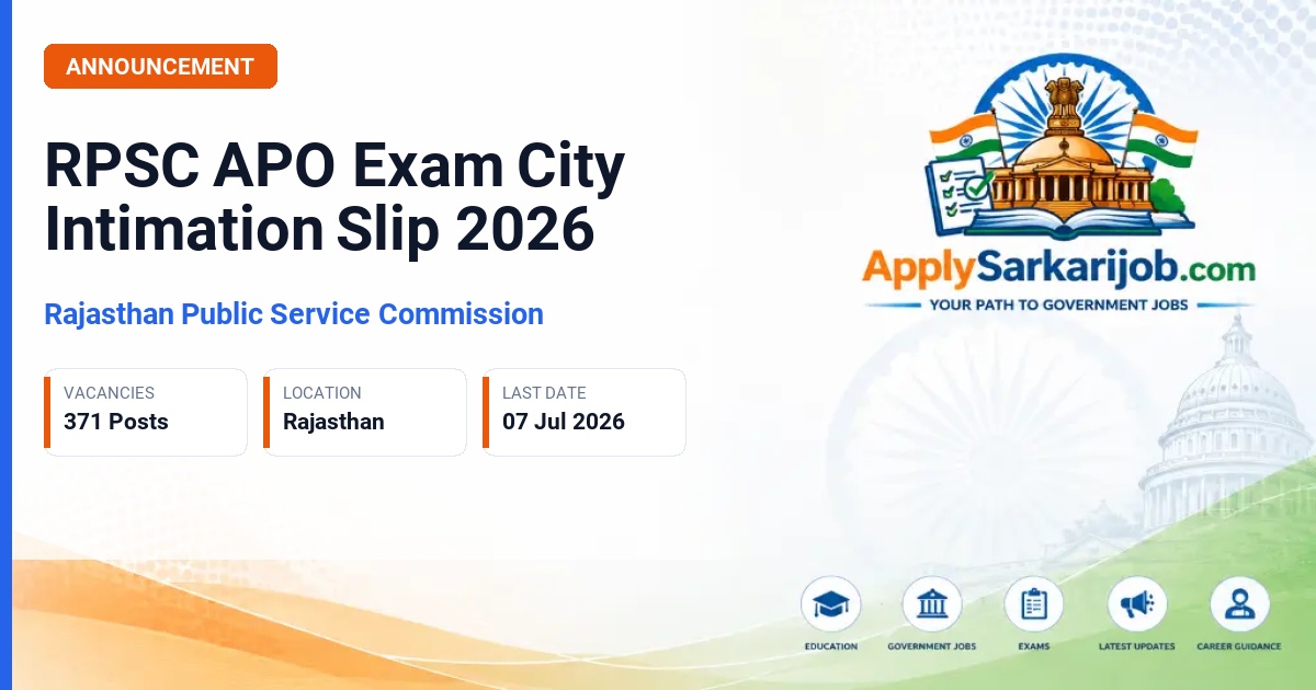 Rajasthan Public Service Commission - Assistant Prosecution Officer (APO) Official Notification Poster & Schedule