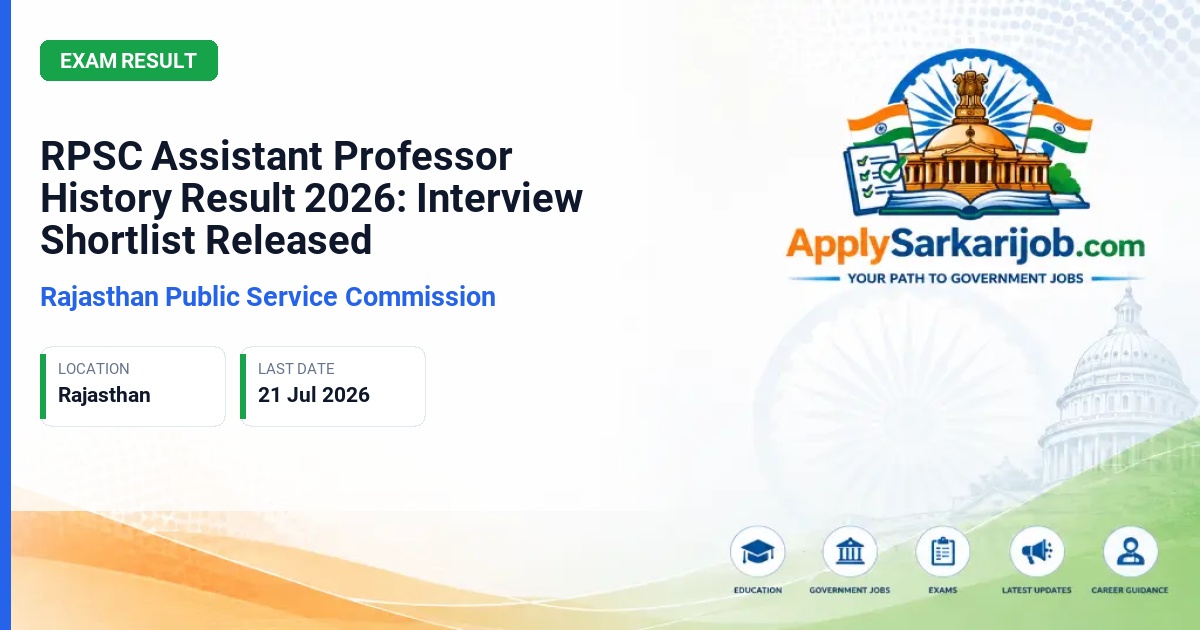 Rajasthan Public Service Commission - Assistant Professor (History) Official Notification Poster & Schedule