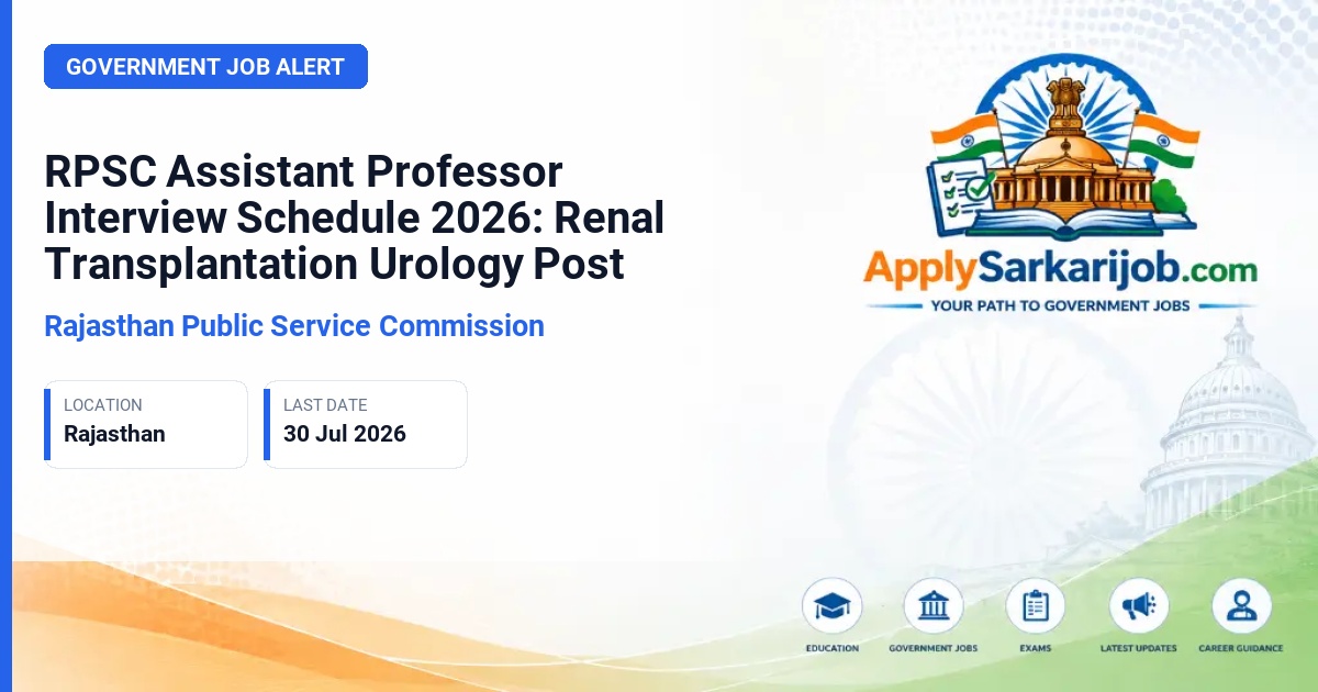 Rajasthan Public Service Commission (RPSC) - Assistant Professor - Renal Transplantation Urology Official Notification Poster & Schedule