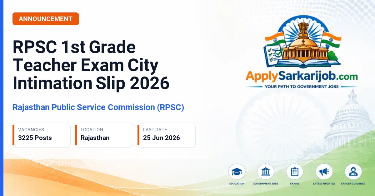 Rajasthan Public Service Commission (RPSC) - School Lecturer (1st Grade Teacher) Official Notification Poster & Schedule