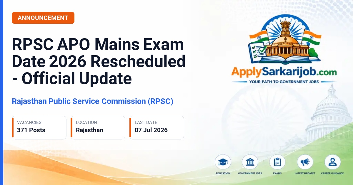 Rajasthan Public Service Commission (RPSC) - Assistant Prosecution Officer (APO) Official Notification Poster & Schedule