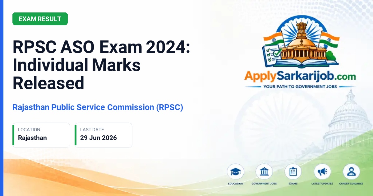Rajasthan Public Service Commission (RPSC) - Assistant Statistical Officer (ASO) Official Notification Poster & Schedule
