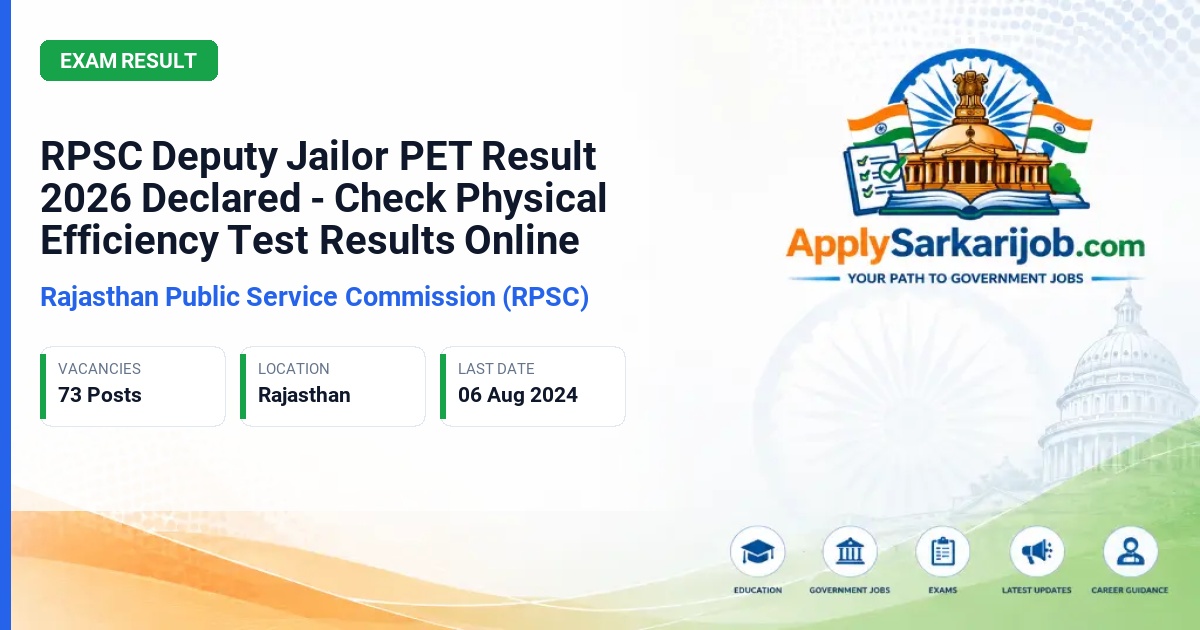 Rajasthan Public Service Commission (RPSC) - Deputy Jailor Official Notification Poster & Schedule