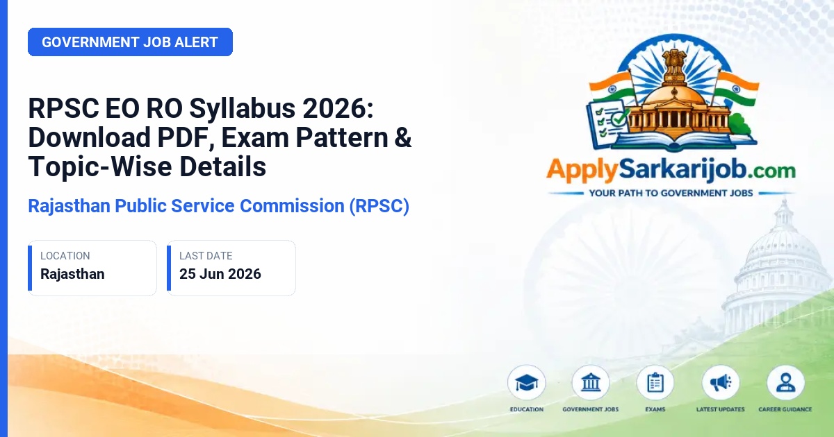 Rajasthan Public Service Commission (RPSC) - Revenue Officer Grade II, Executive Officer Grade IV Official Notification Poster & Schedule