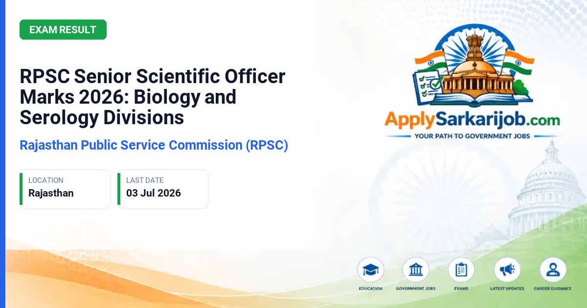 Rajasthan Public Service Commission (RPSC) - Senior Scientific Officer (SSO) Official Notification Poster & Schedule