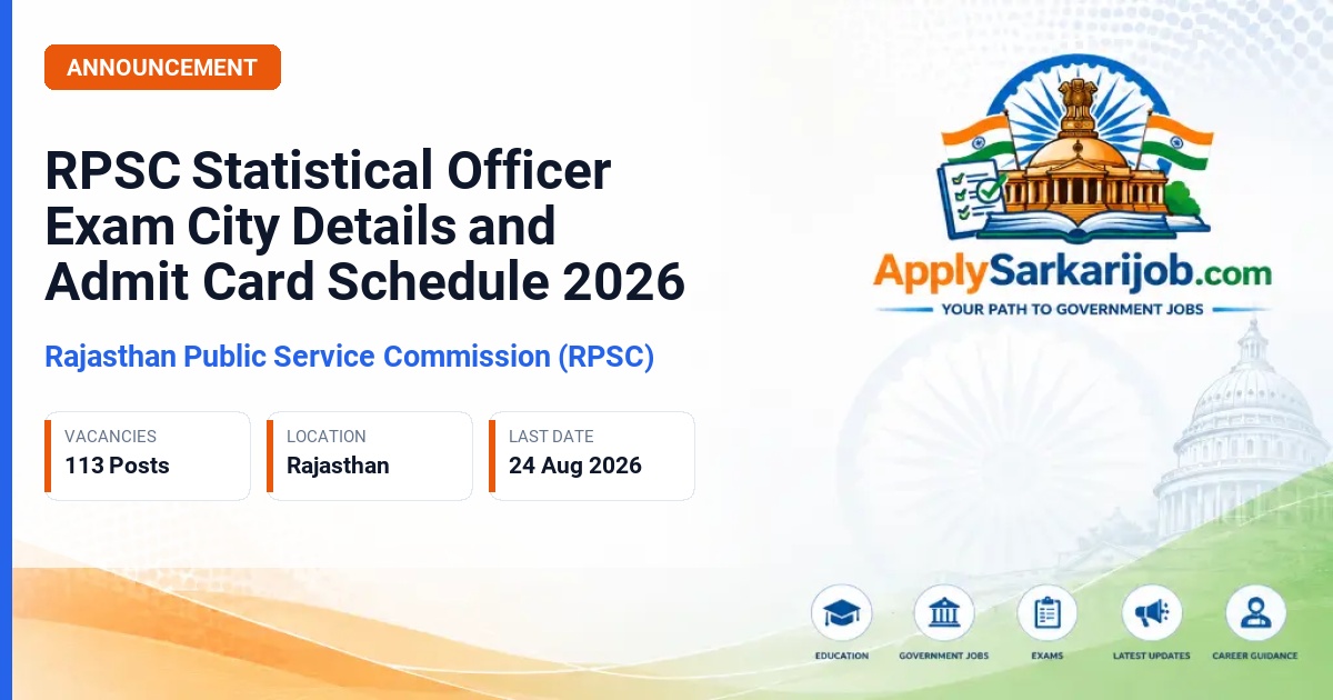 Rajasthan Public Service Commission (RPSC) - Statistical Officer Official Notification Poster & Schedule