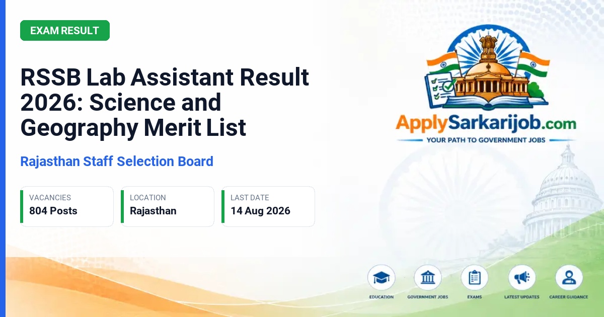 Rajasthan Staff Selection Board - Lab Assistant / Junior Lab Assistant Official Notification Poster & Schedule