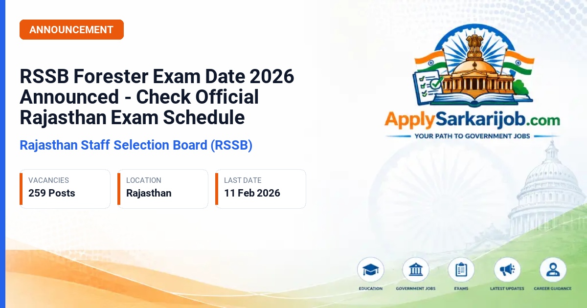 Rajasthan Staff Selection Board (RSSB / RSMSSB) - Forester Official Notification Poster & Schedule