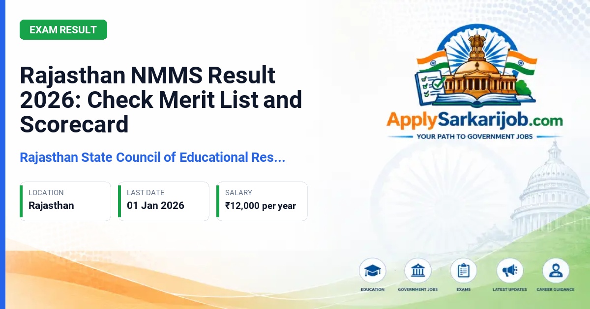 Rajasthan State Council of Educational Research and Training (RSCERT) - NMMS Scholarship Official Notification Poster & Schedule
