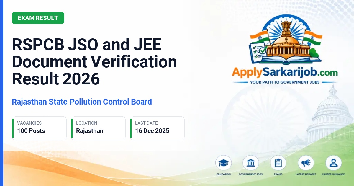 Rajasthan State Pollution Control Board - Junior Scientific Officer (JSO) & Junior Environmental Engineer (JEE) Official Notification Poster & Schedule