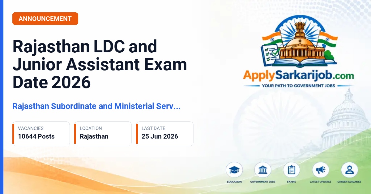 Rajasthan Staff Selection Board (RSSB / RSMSSB) - Clerk Grade-II and Junior Assistant Official Notification Poster & Schedule
