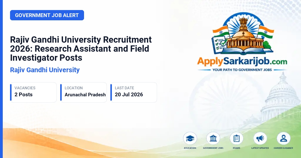Rajiv Gandhi University - Research Assistant and Field Investigator Official Notification Poster & Schedule