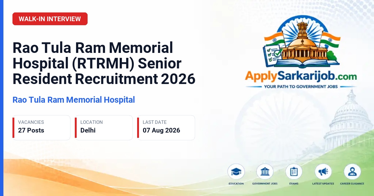 Rao Tula Ram Memorial Hospital - Senior Resident Official Notification Poster & Schedule