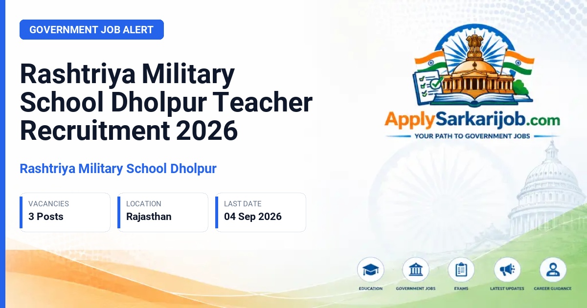 Rashtriya Military School Dholpur - PGT and TGT Teacher Official Notification Poster & Schedule