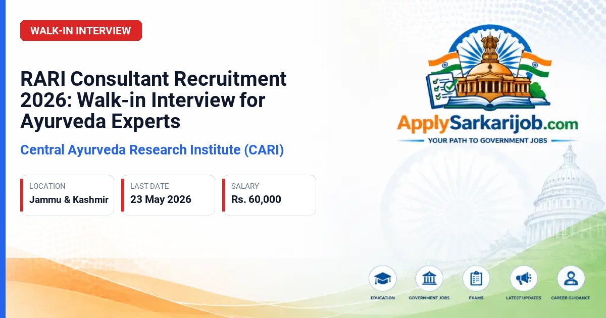 Central Ayurveda Research Institute (CARI) - Consultant Official Notification Poster & Schedule