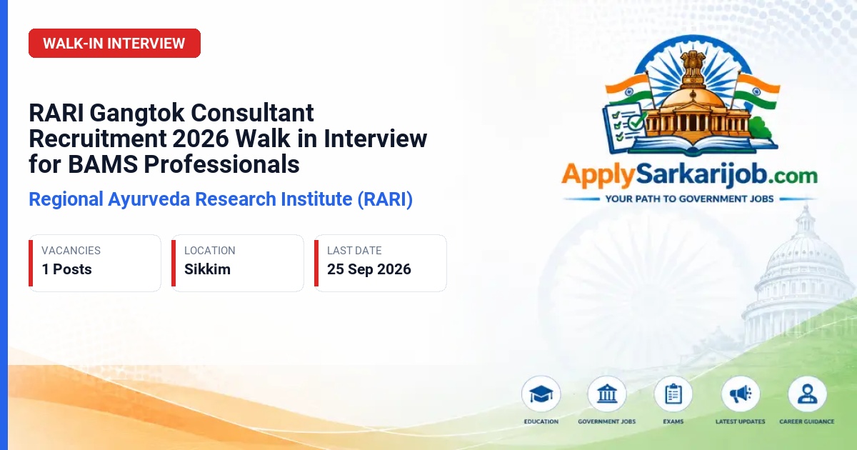 Regional Ayurveda Research Institute (RARI) - Consultant Official Notification Poster & Schedule