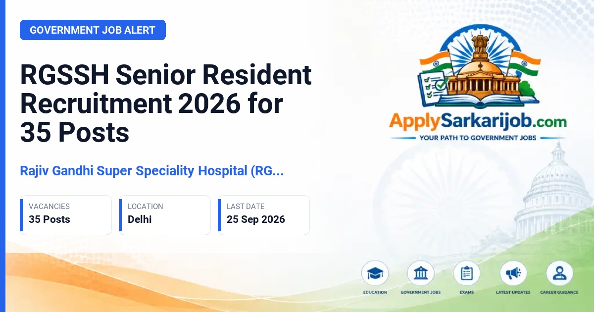 Rajiv Gandhi Super Speciality Hospital (RGSSH) - Senior Resident Official Notification Poster & Schedule