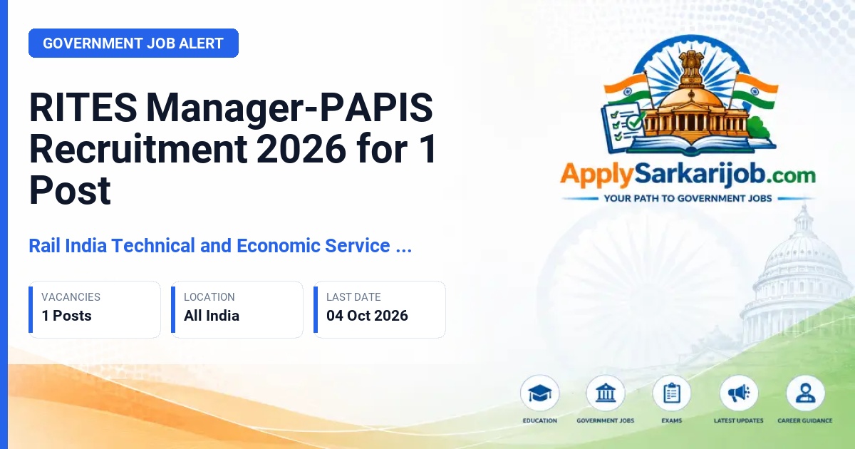 Rail India Technical and Economic Service (RITES) - Manager-PAPIS Official Notification Poster & Schedule