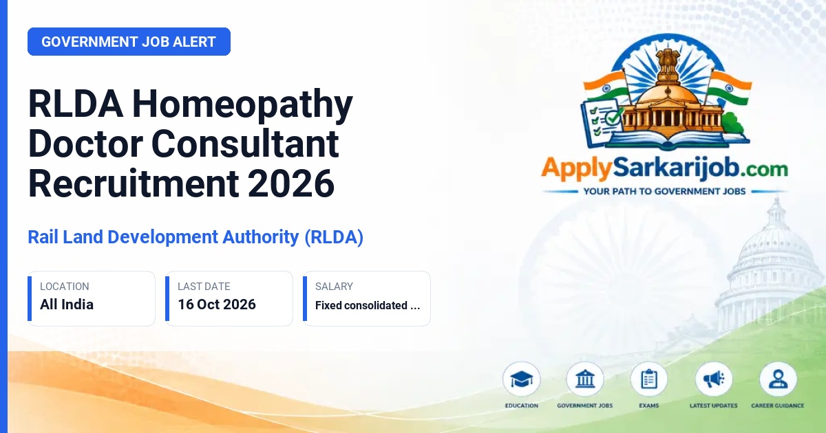 Rail Land Development Authority (RLDA) - Homeopathy Doctor (Consultant) Official Notification Poster & Schedule