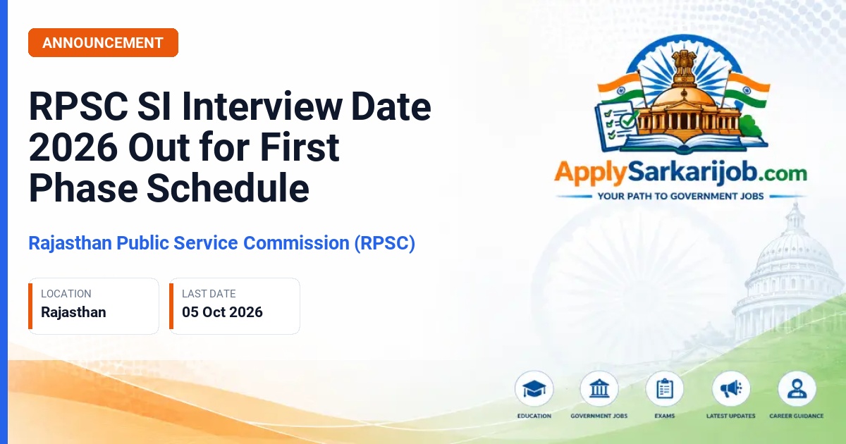 Rajasthan Public Service Commission (RPSC) - Sub Inspector / Platoon Commander Combined Competitive Examination 2025 Official Notification Poster & Schedule