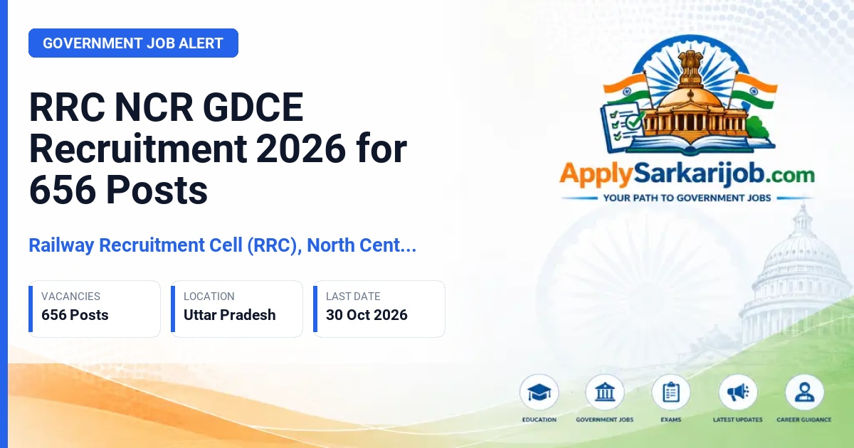 Railway Recruitment Cell (RRC), North Central Railway (NCR), Prayagraj - GDCE Recruitment for Assistant Loco Pilot, Technician Gr-I and Gr-III, Junior Engineer, Commercial cum Ticket Clerk, Junior Clerk cum Typist Official Notification Poster & Schedule