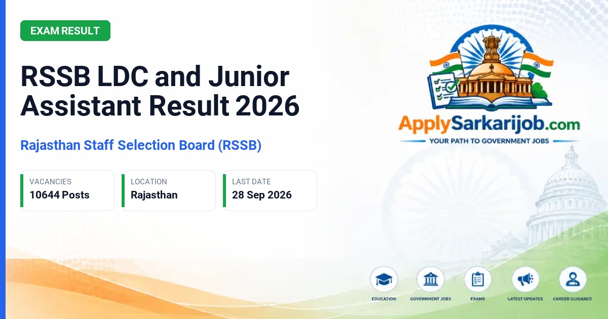 Rajasthan Staff Selection Board (RSSB) - Lower Division Clerk (Clerk Grade-II) and Junior Assistant Official Notification Poster & Schedule