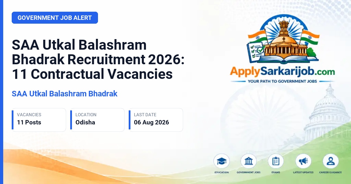 SAA Utkal Balashram Bhadrak - Nurse, Doctor, Manager, and Others Official Notification Poster & Schedule
