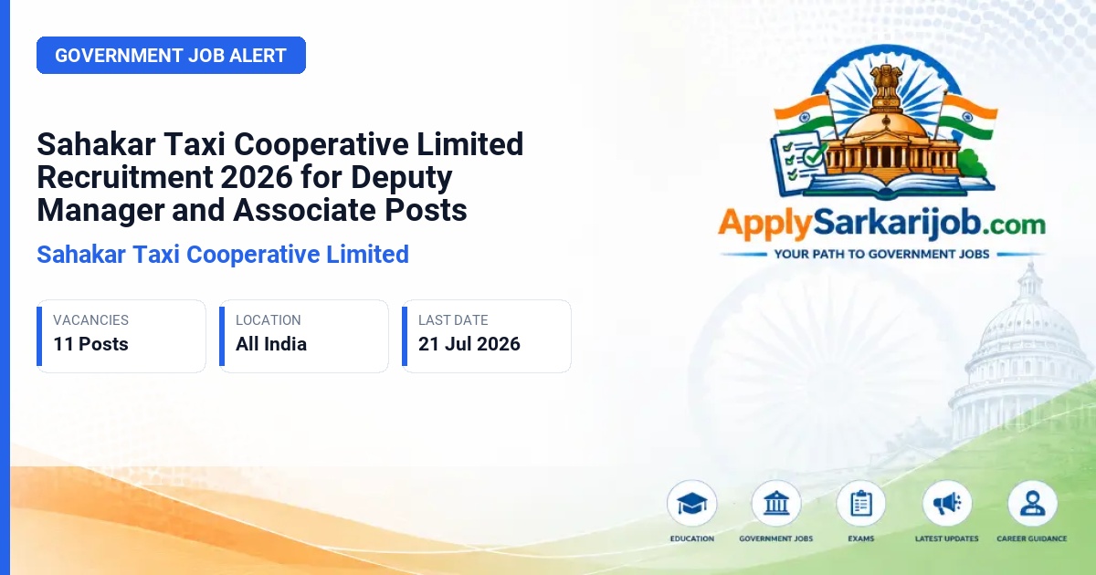 Sahakar Taxi Cooperative Limited - Dy Manager, Associate, Executive Official Notification Poster & Schedule