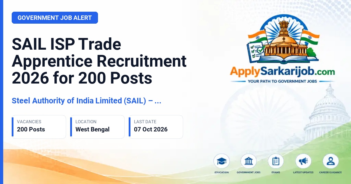 Steel Authority of India Limited (SAIL) – IISCO Steel Plant, Burnpur - Trade Apprentice Official Notification Poster & Schedule