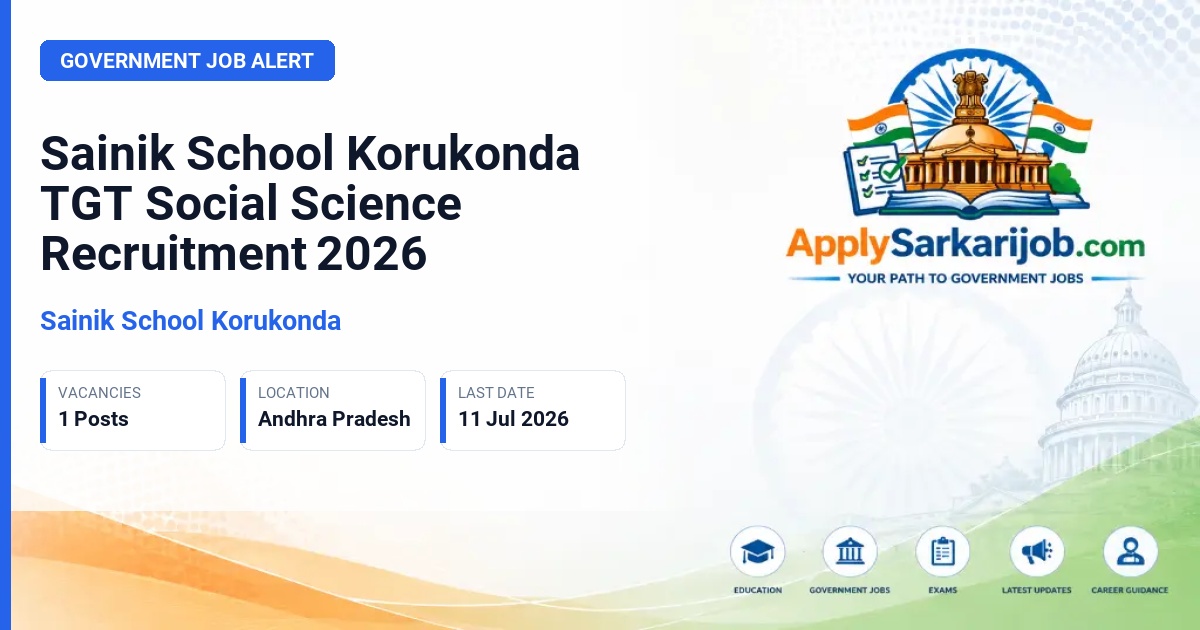 Sainik School Korukonda - TGT (Social Science) Official Notification Poster & Schedule