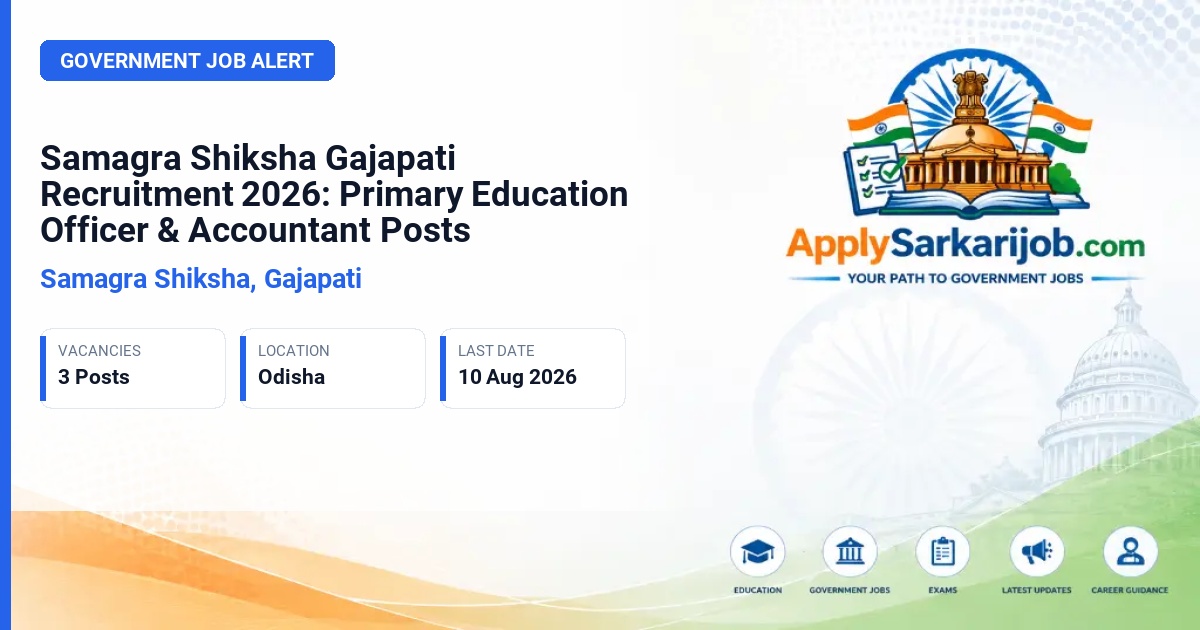 Samagra Shiksha, Gajapati - Primary Education Officer, Accountant Official Notification Poster & Schedule