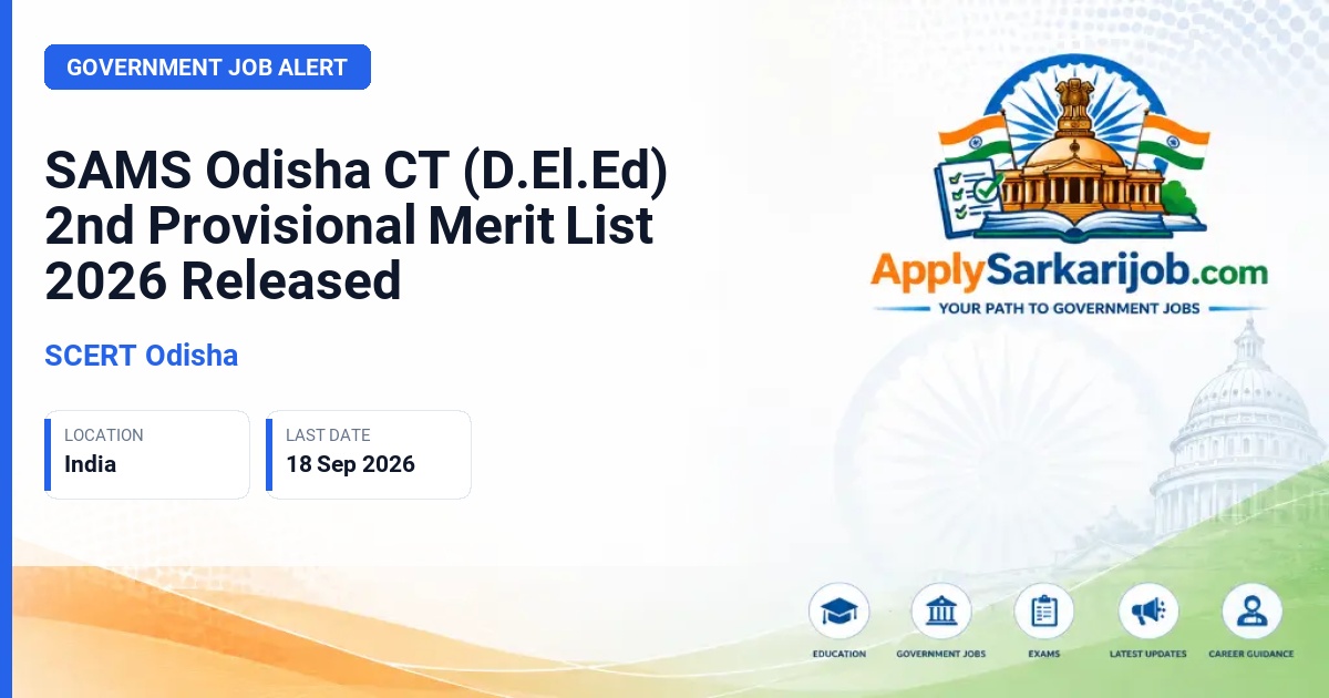 SCERT Odisha - CT (D.El.Ed) Admission Official Notification Poster & Schedule
